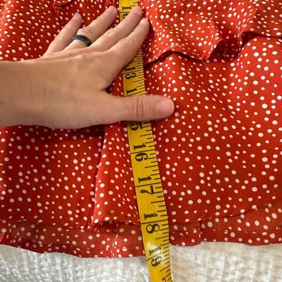 Altar’d State Size Large Orange Polka Dot faux wrap skirt with ruffles, EUC - Picture 9 of 13